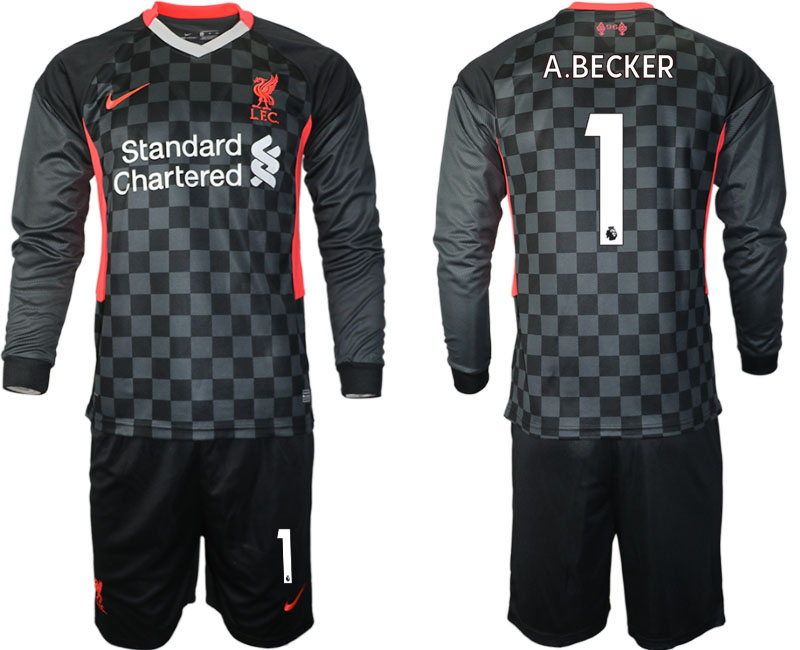 Men 2021 Liverpool away long sleeves #1 soccer jerseys->liverpool jersey->Soccer Club Jersey
